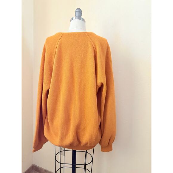 Inca Fashions Baby Alpaca Cardigan XL Mustard Orange Knit Peru - Picture 5 of 8